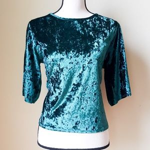 The Outfit 3/4 Open Sleeve Velvet Blouse Top